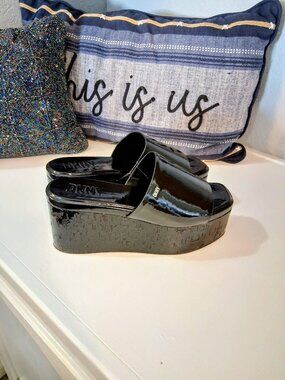 DKNY Patent Leather Platform Mules